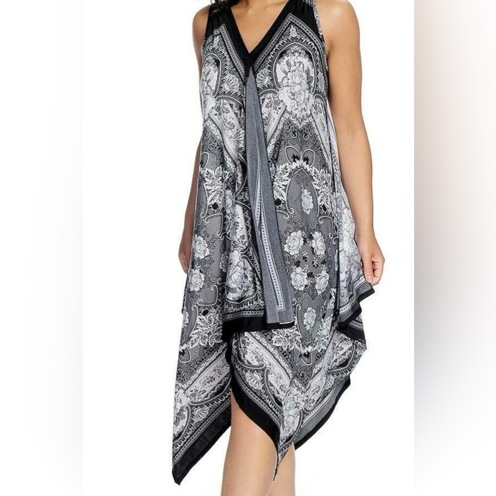 NWOT-ONE WORLD Black and White Handkerchief Dress